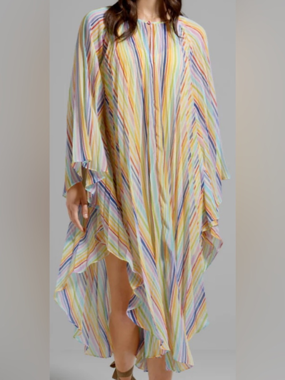 ModCloth Pastel Rainbow-Stripe Maxi Caftan Dress
